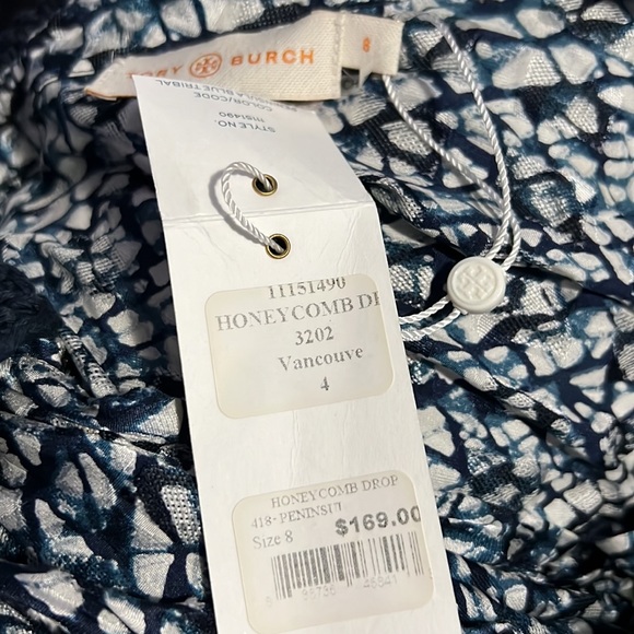 Tory Burch 'Honeycomb' Drop Waist Caftan Dress Size 8 Womens 100% Silk - Picture 10 of 10